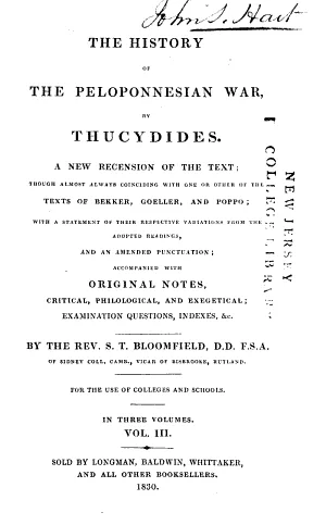 The History of the Peloponnesian War by Thucydides — book cover